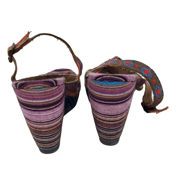 Blowfish Multi Color Canvas Bohemian Wedge Sandals - Picture 3 of 12